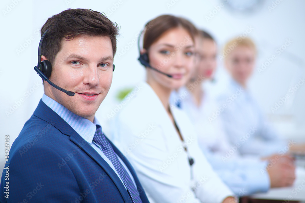 Attractive positive young businesspeople and colleagues in a Attractive positive young businesspeople and colleagues in a