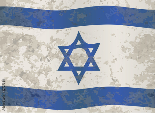 The flag of Israel in blue and white with the star of David