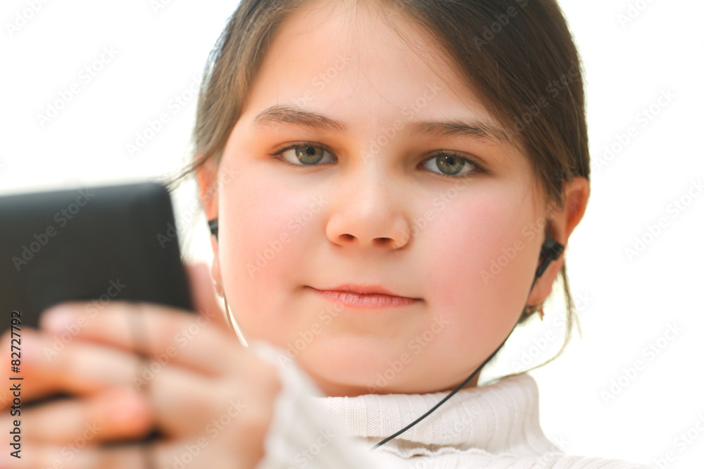Little girl talking on mobile smartphone Little girl talking on mobile smartphone