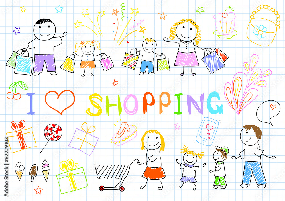 A happy family on shopping A happy family on shopping