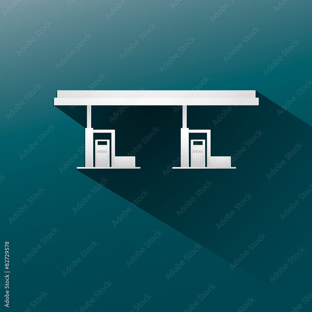 Vector drawing of building a large gas station Vector drawing of building a large gas station