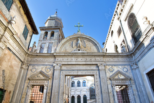 Bell tower and gates to Scuola Grande San Giovanni Evangelista i