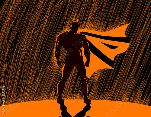 Superhero in rain