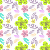 Summer flowers seamless vector pattern