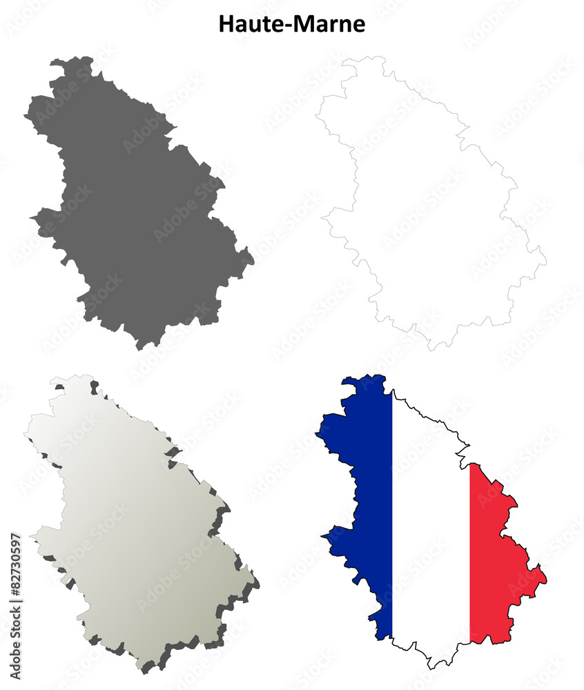 Obraz premium Haute-Marne (Champagne-Ardenne) outline map set