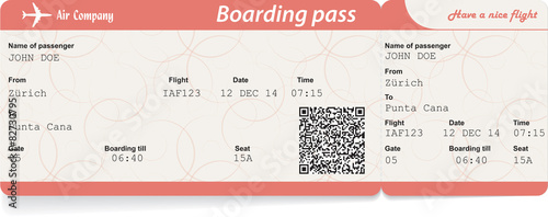 Vector image of airline boarding pass ticket