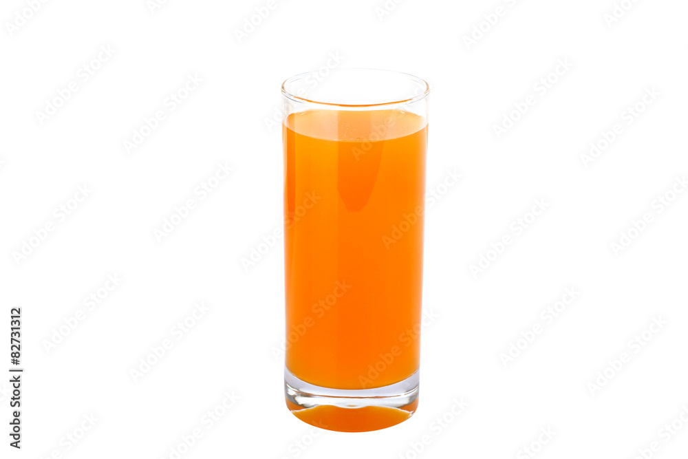 Glass of fresh healthy juice with carrot isolated on white Glass of fresh healthy juice with carrot isolated on white