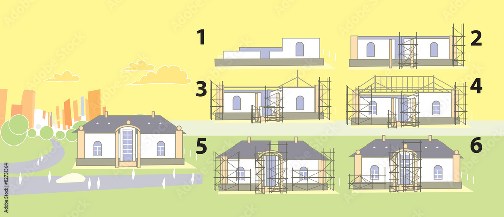 construction phase cottage. Vector