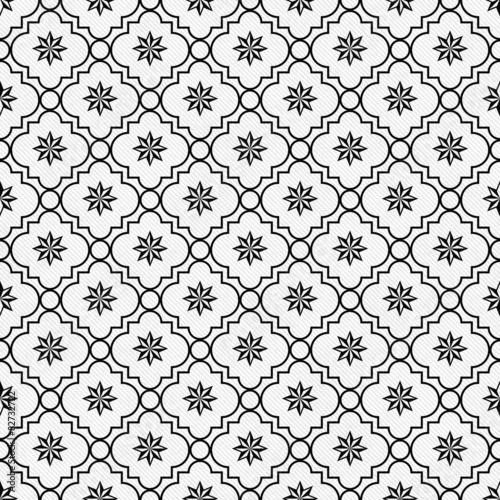 Black and White Eight Pointed Pinwheel Star Symbol Tile Pattern
