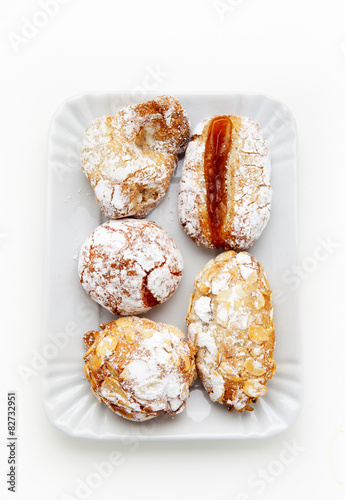 various Italian homemade cookies from the dough with almonds. si