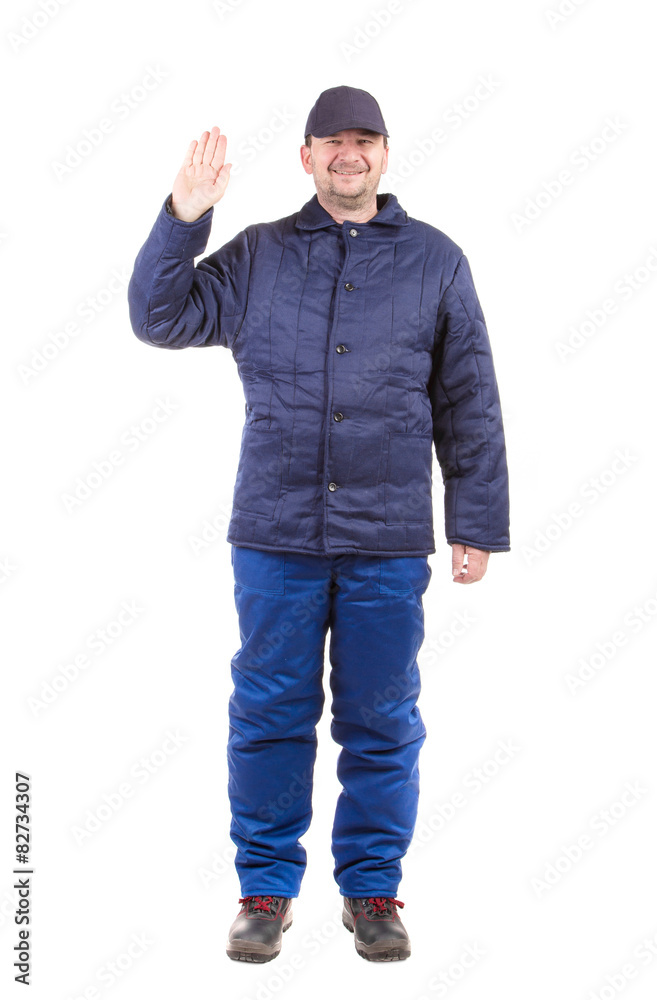 Worker in winter workwear. Worker in winter workwear.