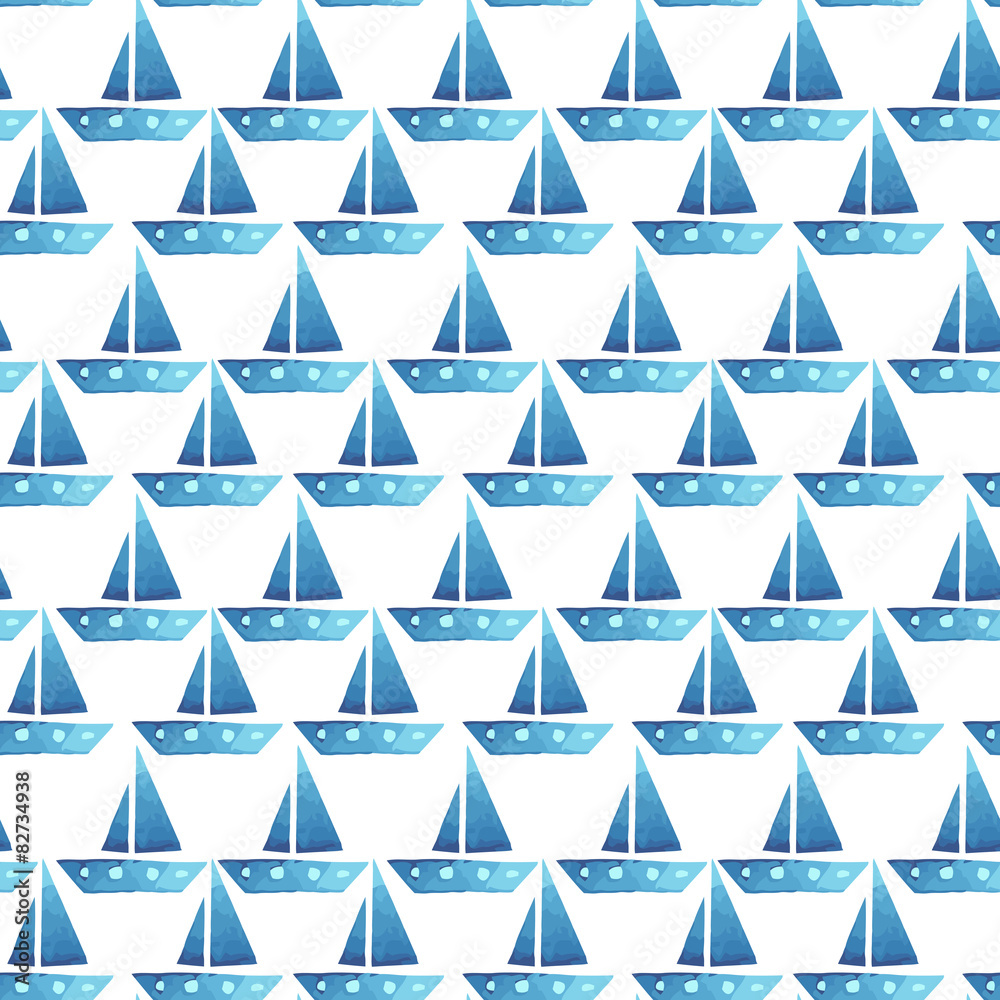 Vector boats seamless sea summer pattern