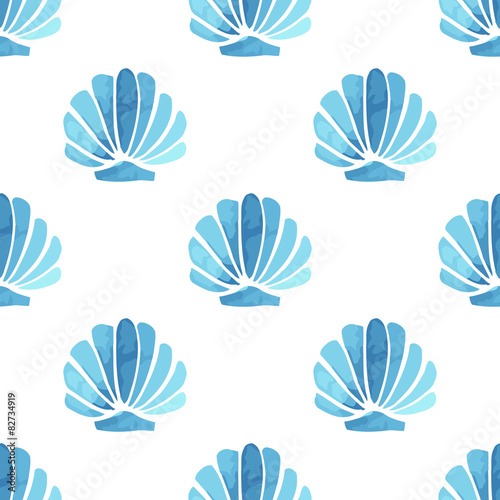 Seashell vector seamless summer pattern