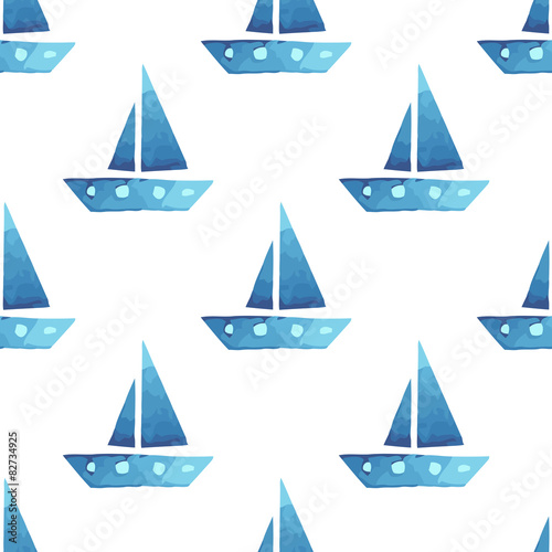 Vector boats seamless sea summer pattern