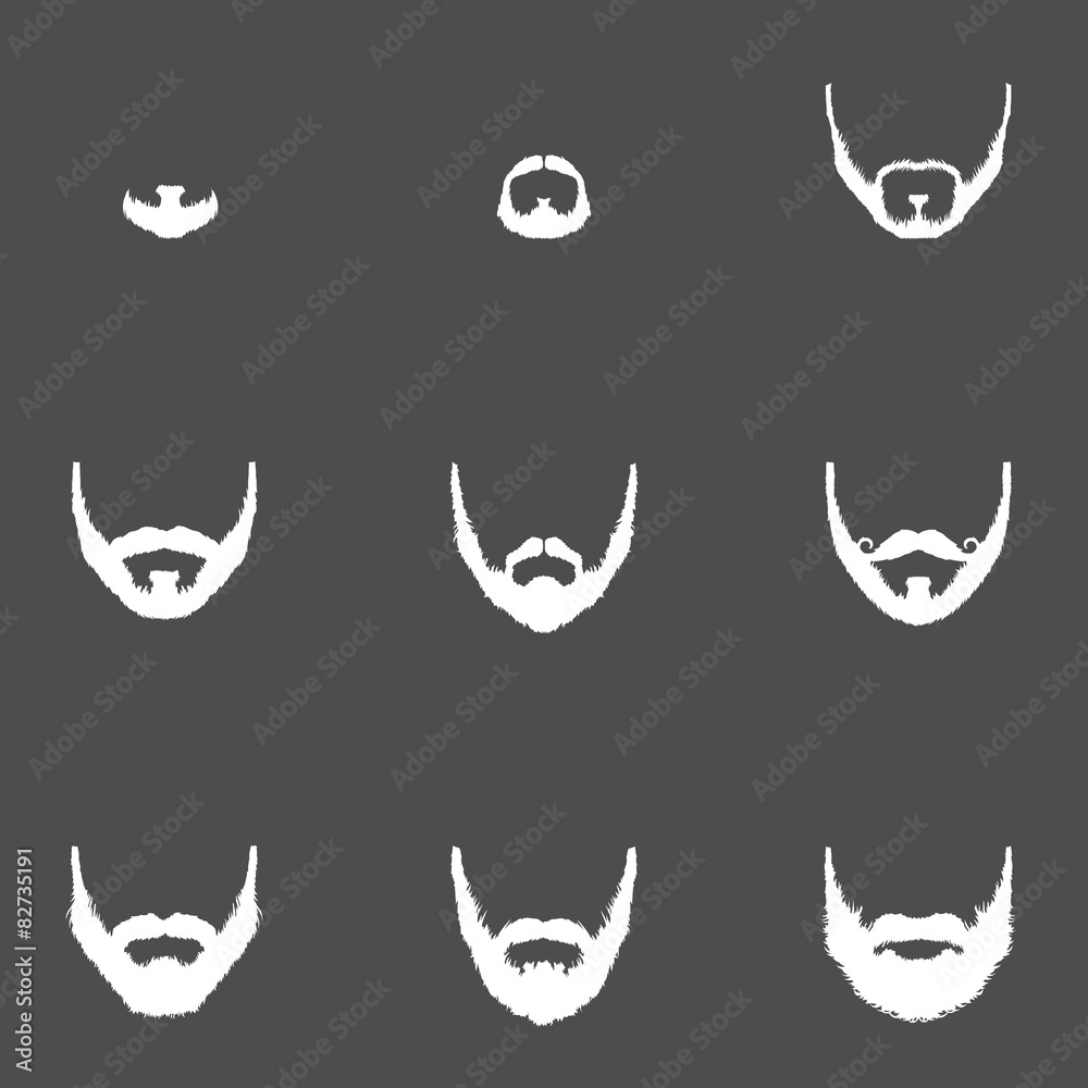 Vector Set of Beard Silhouettes Vector Set of Beard Silhouettes