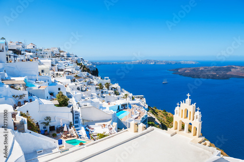 White architecture on Santorini island  Greece