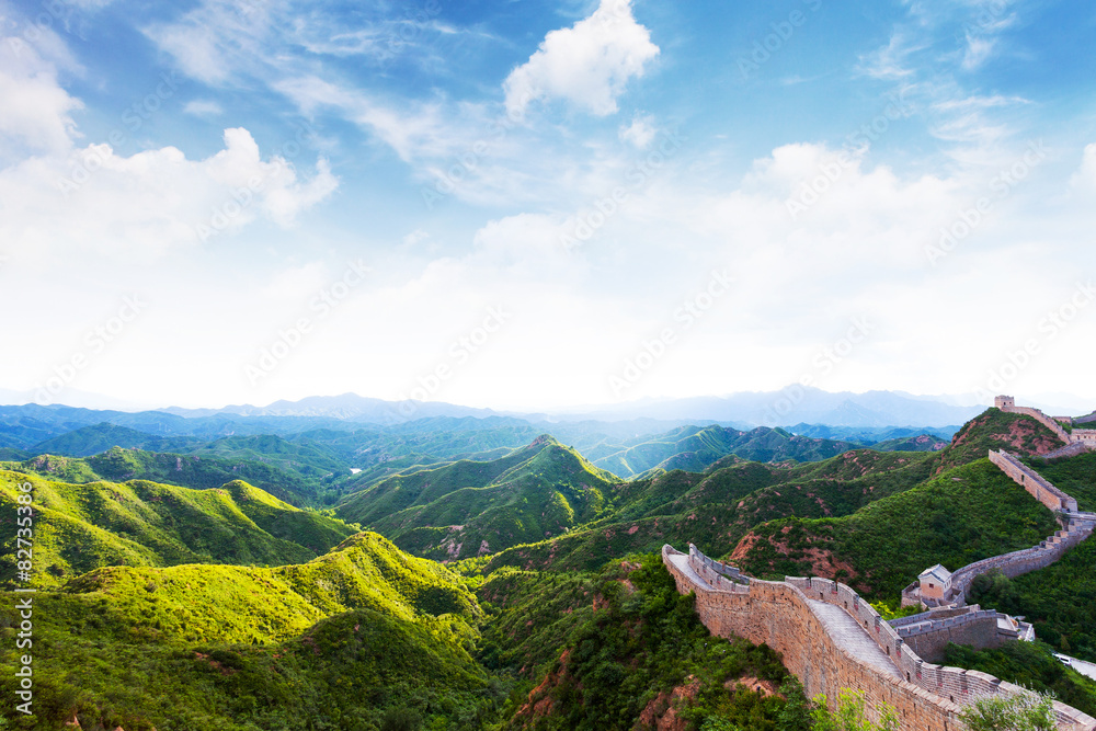 Great wall under sunshine during sunset