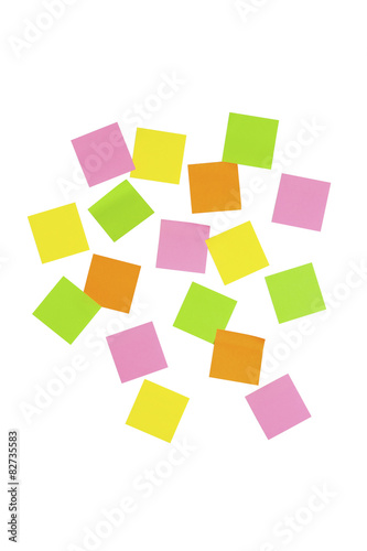 Cuadro en lienzo Blank, coloured note it stickers, on a white background