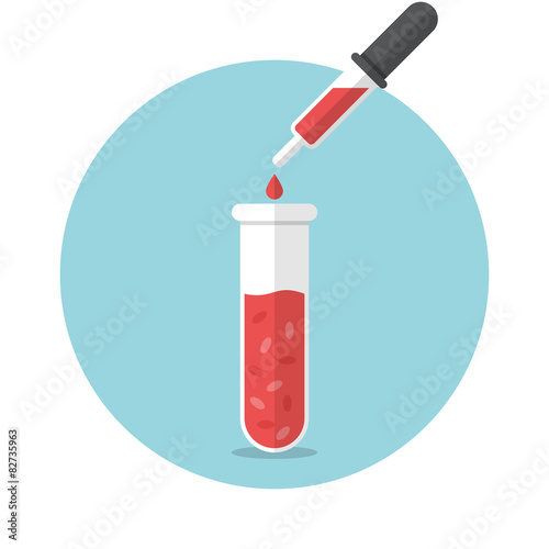 Test tube with blood and pipette
