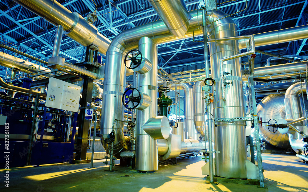 Industrial zone, Steel pipelines, valves and cables Industrial zone, Steel pipelines, valves and cables