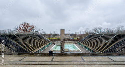 Photography view of the old concrete swimming pool