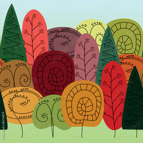 pattern of colorful trees Vector eps10