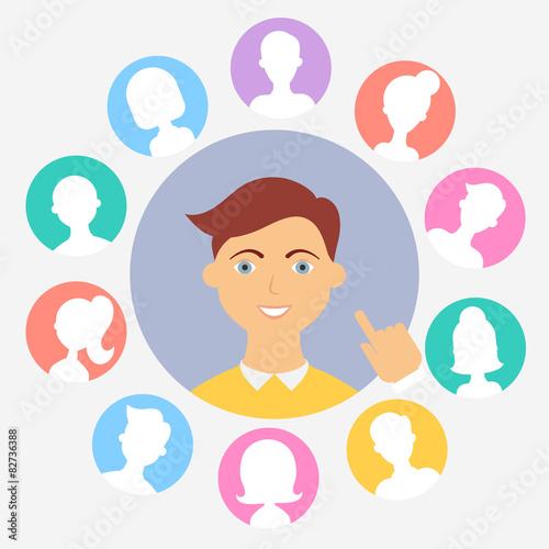 Human resources concepts male character, vector illustration