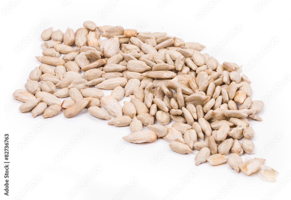 Bunch of pelled sunflower seeds. Bunch of pelled sunflower seeds.