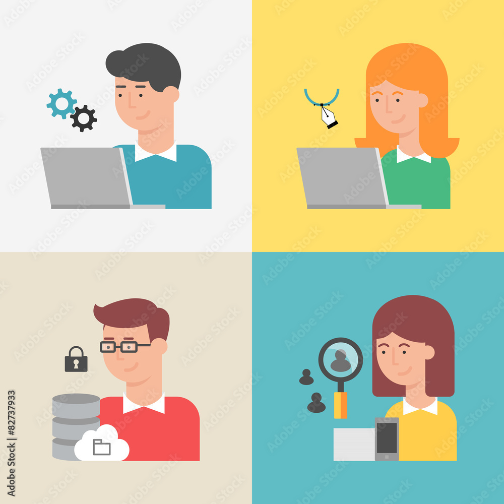 Set of information technologies specialists: programmer, designe Set of information technologies specialists: programmer, designe