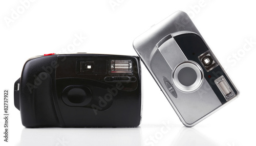 Retro cameras isolated on white