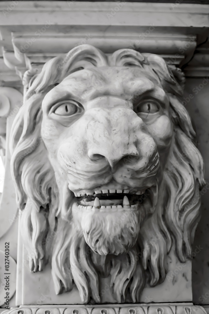 Antique sculpture, lion head