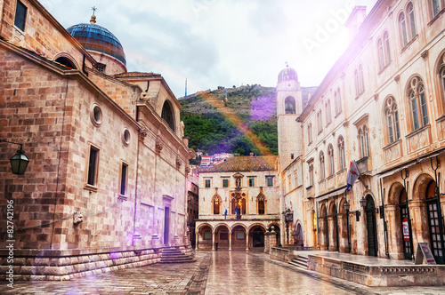 View of streets of old fortress in Dubrovnik, Croatia