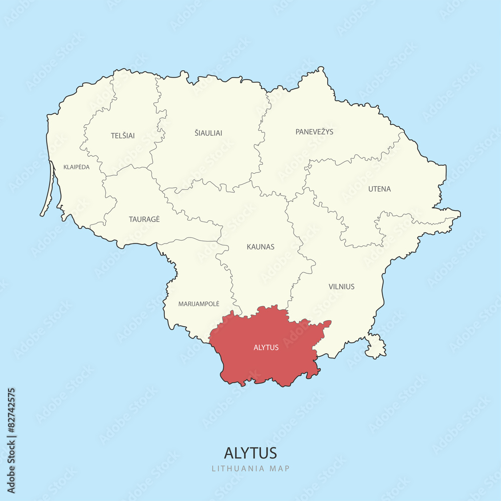 Alytus Lithuania Map Region County Vector Illustration