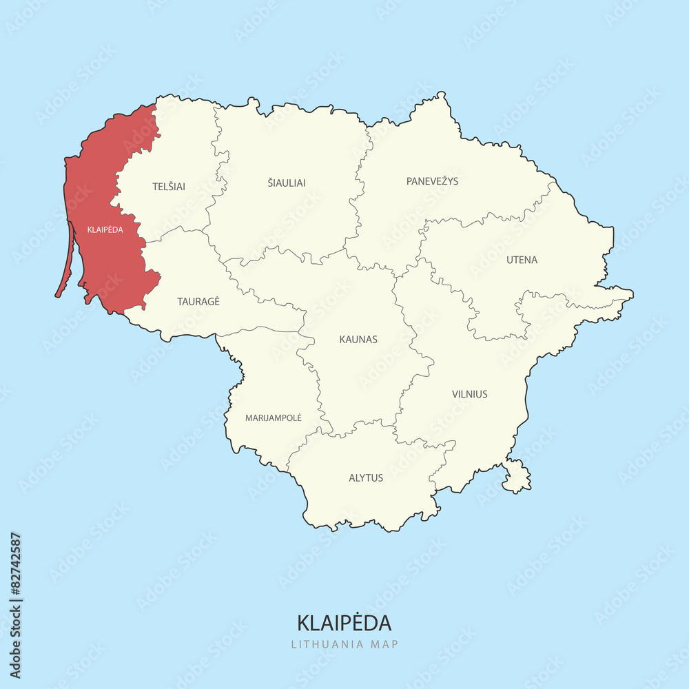 Klaipeda Lithuania Map Region County Vector Illustration