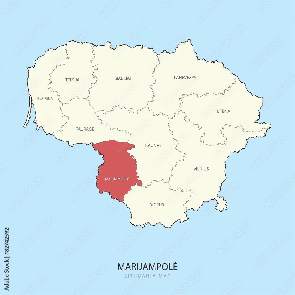 Marijampole Lithuania Map Region County Vector Illustration