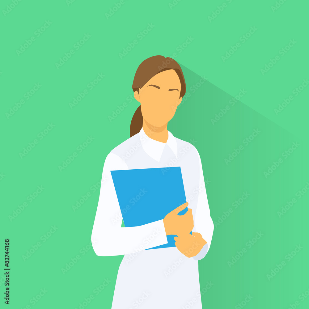 Medical Doctor Profile Icon Female with Folder Portrait