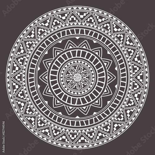 Ethnic round ornament. Pattern of ancient America.