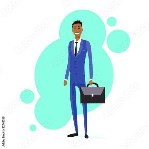 Businessman African American Race Smile Hold Briefcase