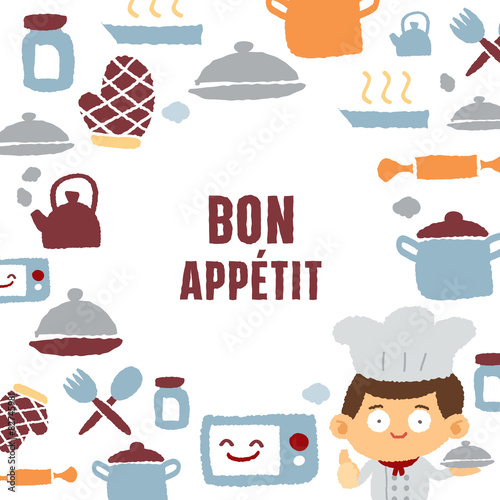cooking man and text Bon Appetit