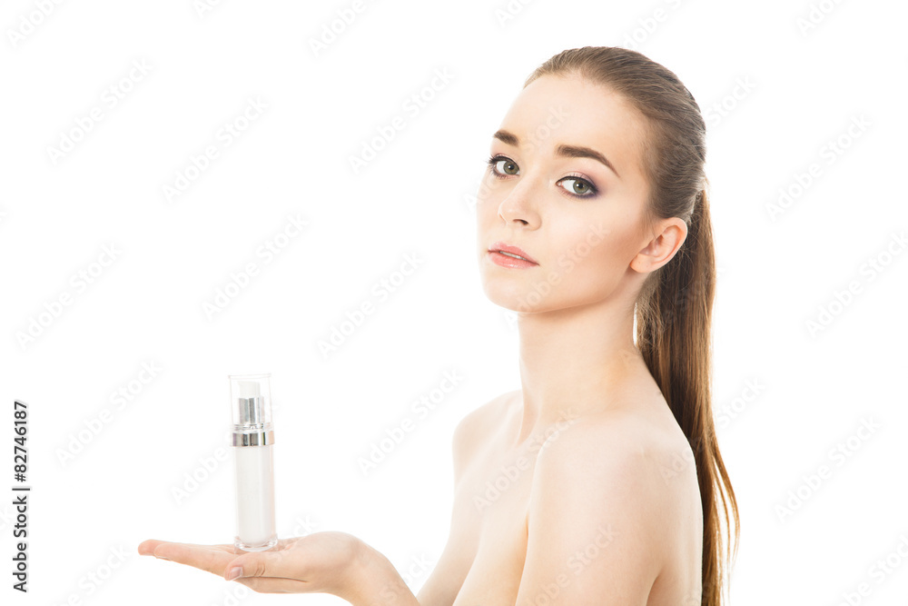 beautiful woman with face cream beautiful woman with face cream