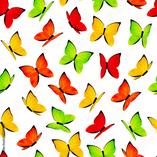 Seamless pattern with color butterflies 