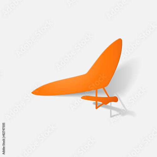 Paper clipped sticker: aircraft, glider