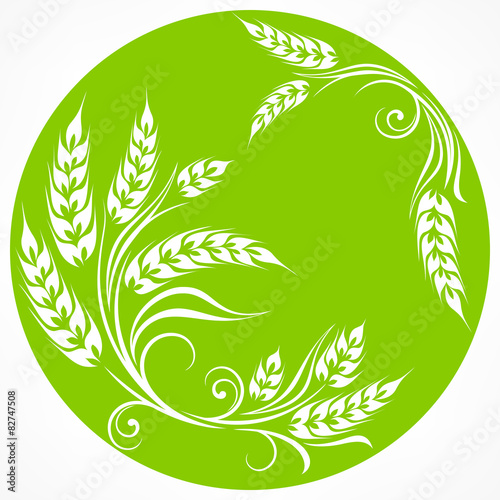 Fototapeta Naklejka Na Ścianę i Meble -  Stylized ears of wheat pattern in round, vector illustration