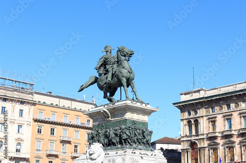 Monument to King Victor Emmanuel II on Piazza del Duomo, Milan