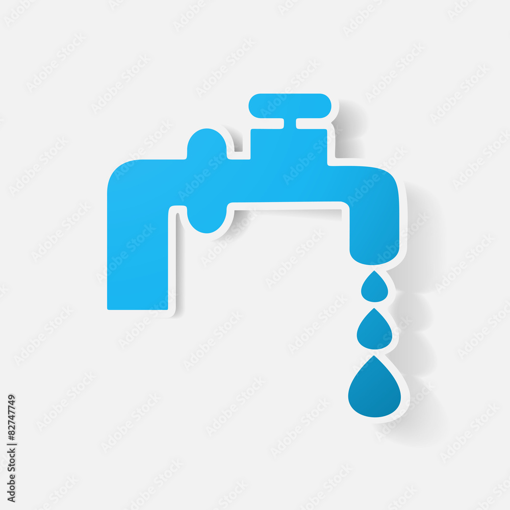 Fototapeta premium Paper clipped sticker: faucet