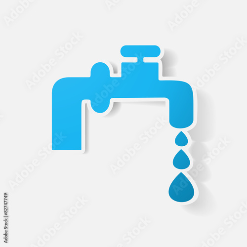 Paper clipped sticker: faucet