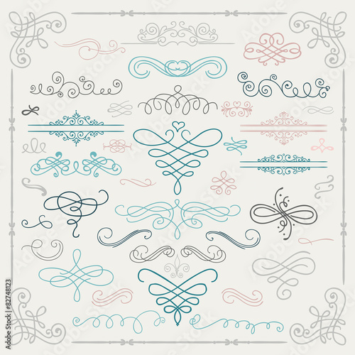 Vector Colorful Vintage Hand Drawn Swirls Collection