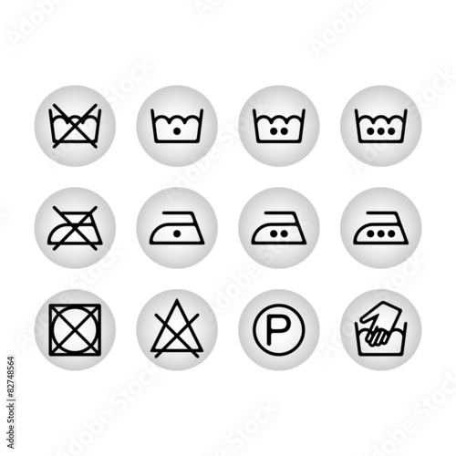 Instruction laundry, dry cleaning, care icons, 
