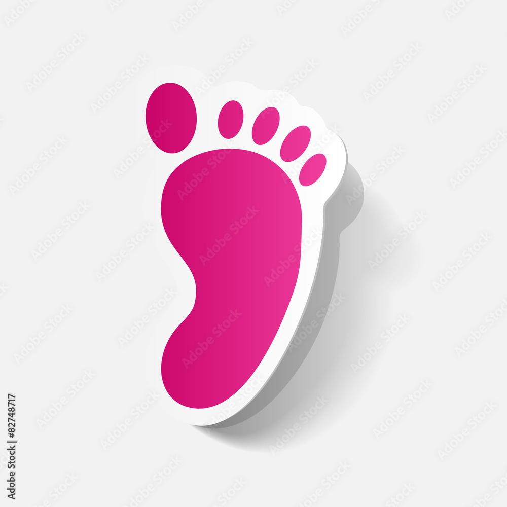Paper clipped sticker: Footprint symbol Paper clipped sticker: Footprint symbol