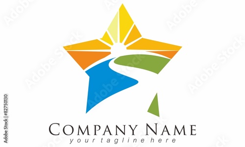 Road Street Star Logo Vector